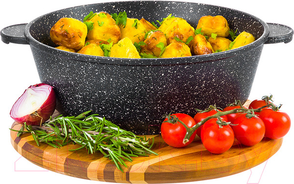 Изображение товара Жаровня Elan Gallery Гармония вкуса / 120140 (черный мрамор)