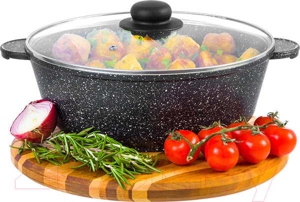 Изображение товара Жаровня Elan Gallery Гармония вкуса / 120140 (черный мрамор)