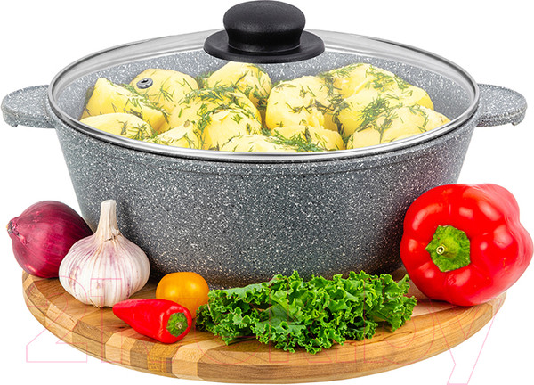 Изображение товара Жаровня Elan Gallery Гармония вкуса / 120545 (серый мрамор)