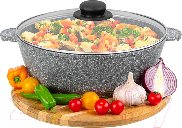 Изображение товара Жаровня Elan Gallery Гармония вкуса / 120547 (серый мрамор)