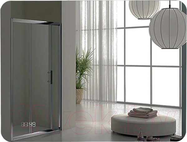 Изображение товара Зеркало Пекам MartaFly 120x80 / MartaFly-120x80dcl (с подсветкой, сенсором на взмах руки и часами)