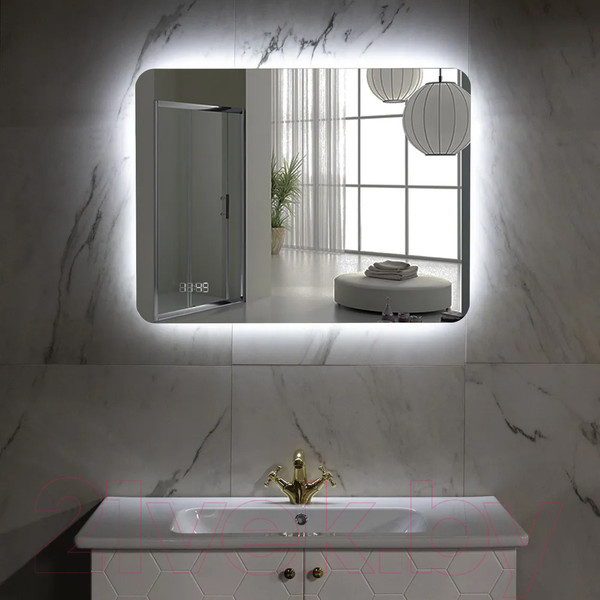 Изображение товара Зеркало Пекам MartaFly 120x80 / MartaFly-120x80dcl (с подсветкой, сенсором на взмах руки и часами)