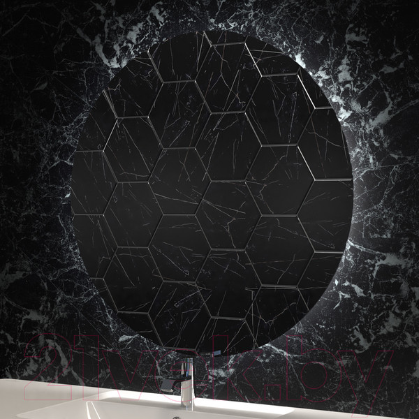 Изображение товара Зеркало Пекам RingFly 90x90 / ringFly-90x90dcl (с подсветкой, сенсором на взмах руки и часами)