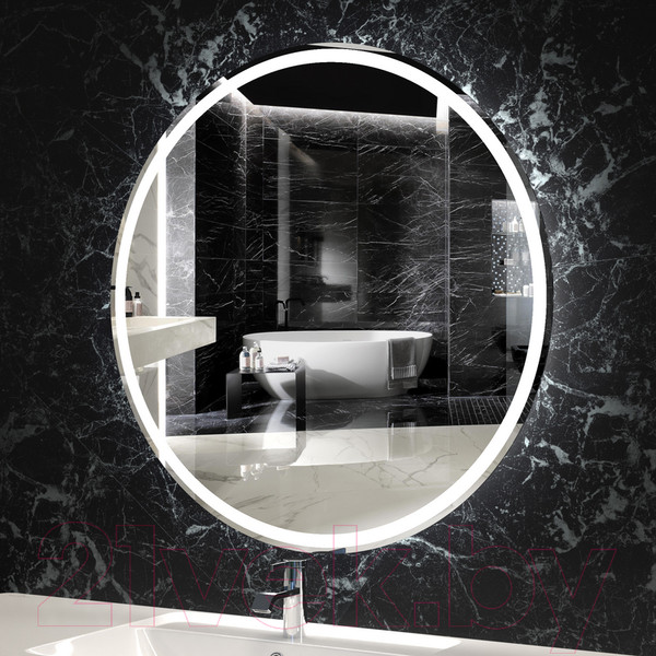 Изображение товара Зеркало Пекам Ring1 90x90 / ring1-90x90dcl (с подсветкой и сенсором на взмах руки, часами)