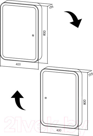 Изображение товара Шкаф с зеркалом для ванной Пекам Marta 40x80 / MartaBox-40x80 (с сенсором на прикосновение)