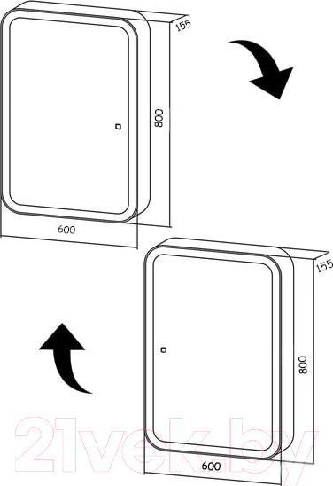 Изображение товара Шкаф с зеркалом для ванной Пекам Marta 60x80 / MartaBox-60x80 (с сенсором на прикосновение)