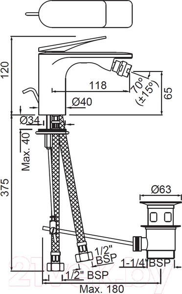 Изображение товара Смеситель Jaquar Laguna LAG-CHR-91213B