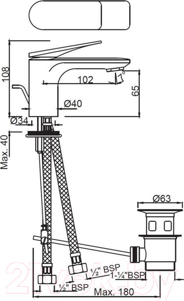 Изображение товара Смеситель Jaquar Laguna LAG-BLM-91051B