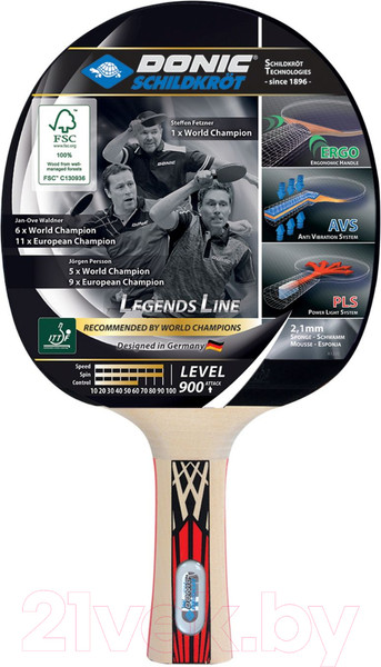 Изображение товара Ракетка для настольного тенниса Donic Schildkrot Legends 900 / 754426