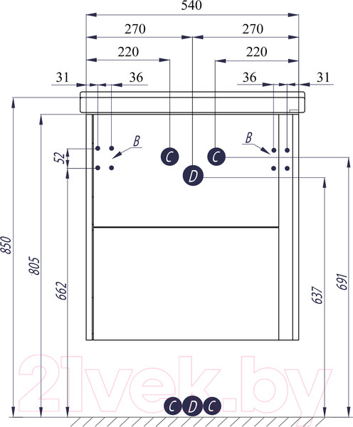 Изображение товара Тумба под умывальник Аква Смайл ТС-5.02.2.00.600.212