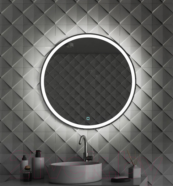 Изображение товара Зеркало Пекам Ring1 100x100 / ring1-100x100s (с подсветкой и сенсором на прикосновение)