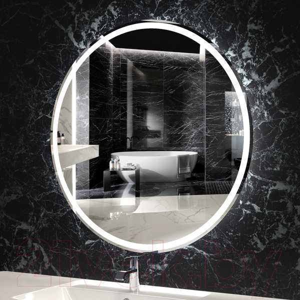 Изображение товара Зеркало Пекам Ring1 100x100 / ring1-100x100dcl (с подсветкой, сенсором на взмах руки и часами)