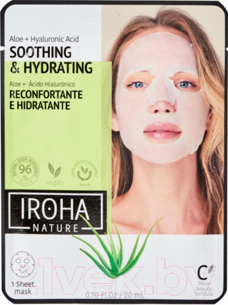 Изображение товара Маска для лица тканевая Iroha Nature Aloe + Hyaluronic Acid Soothing & Hydrating