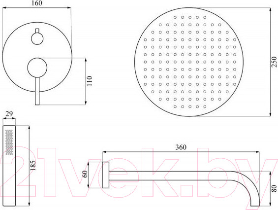 Изображение товара Душевая система со смесителем Calani CAL-B0006
