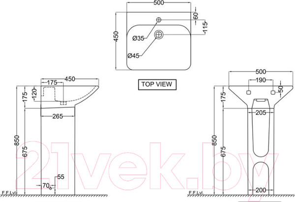 Изображение товара Умывальник Jaquar Laguna LAS-WHT-91801