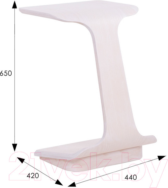 Изображение товара Приставной столик Мебелик Неро 2 (белый ясень)