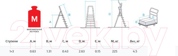 Изображение товара Лестница-стремянка Новая Высота NV 3112 / 3112103