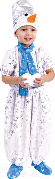 Изображение товара Костюм карнавальный Пуговка Снеговик / 916 к-17-30 (р.116-60)
