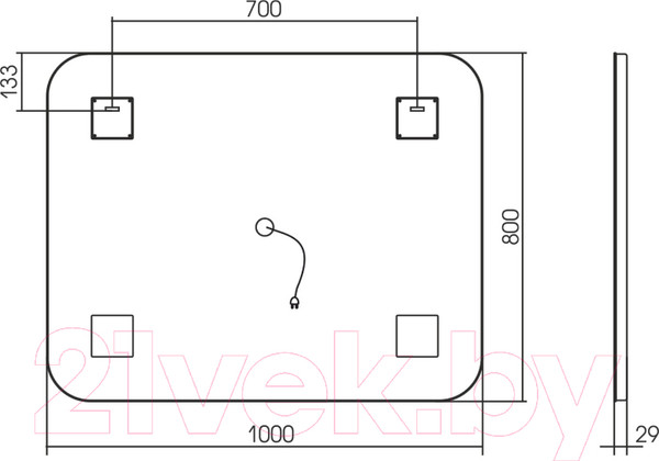 Изображение товара Зеркало Mixline Стив 547319 (с подсветкой)
