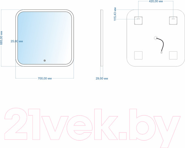 Изображение товара Зеркало Mixline Стив 536550 (с подсветкой)