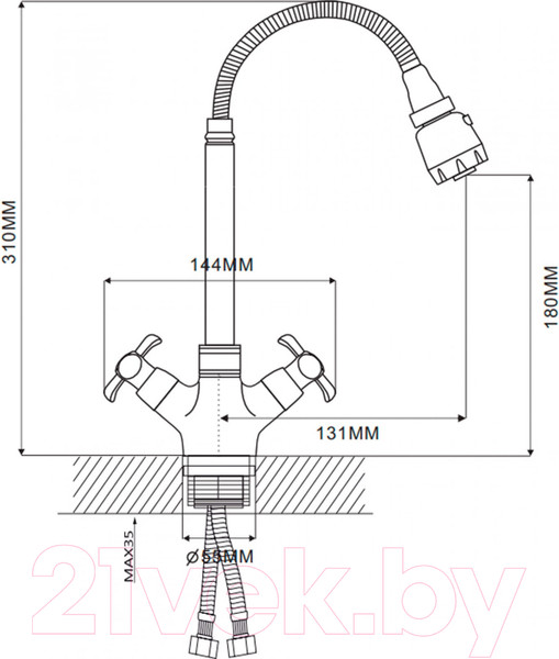 Изображение товара Смеситель Ekko E43731 (с гибким изливом)