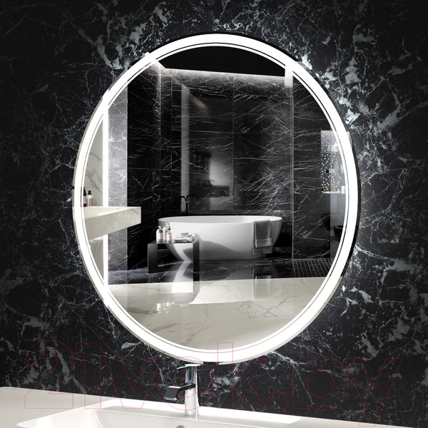 Изображение товара Зеркало Пекам Ring 2 80x80 / ring2-80x80dcl (с подсветкой, сенсором на взмах руки и часами)