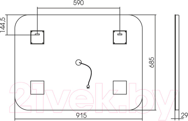 Изображение товара Зеркало Mixline Стив-2 535536 (с подсветкой)