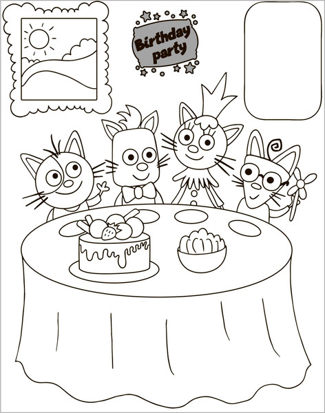 Изображение товара Раскраска ЮниПресс Три кота с наклейками / 636966