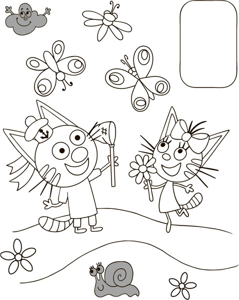 Изображение товара Раскраска ЮниПресс Три кота с наклейками / 636966