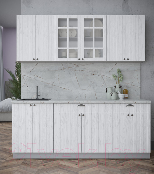 Изображение товара Кухонный гарнитур Интерлиния Берес 2.0А (дуб полярный/серый каспий)