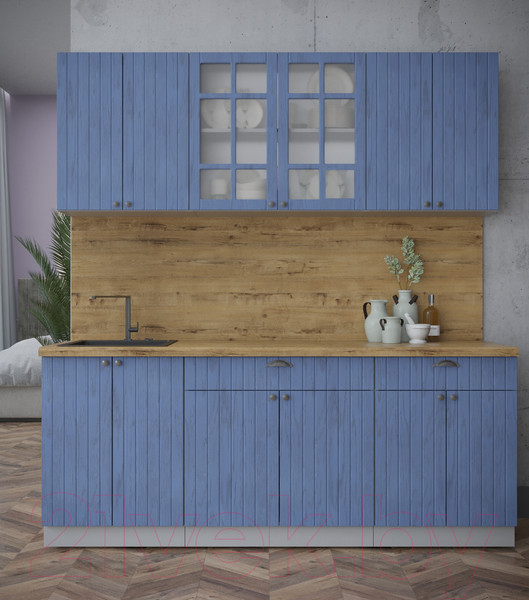 Изображение товара Кухонный гарнитур Интерлиния Берес 2.0А (дуб лазурный/дуб бунратти)