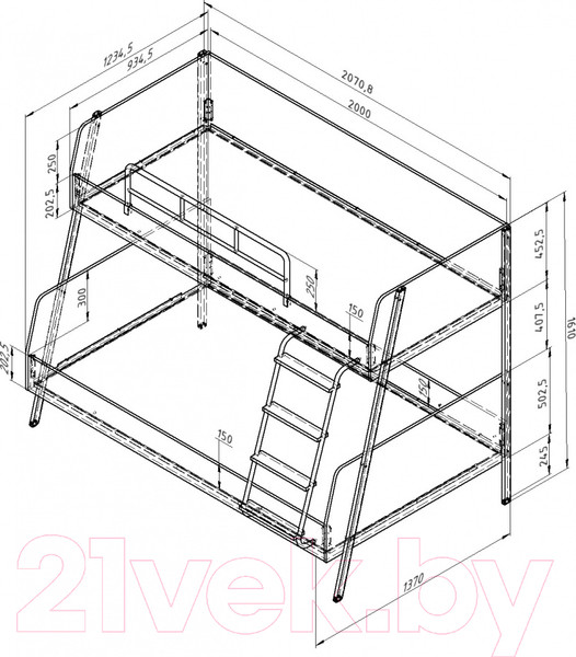 Изображение товара Двухъярусная кровать Формула мебели Дельта-Лофт 20.02.04 / ДЛ.1.120 (белый)
