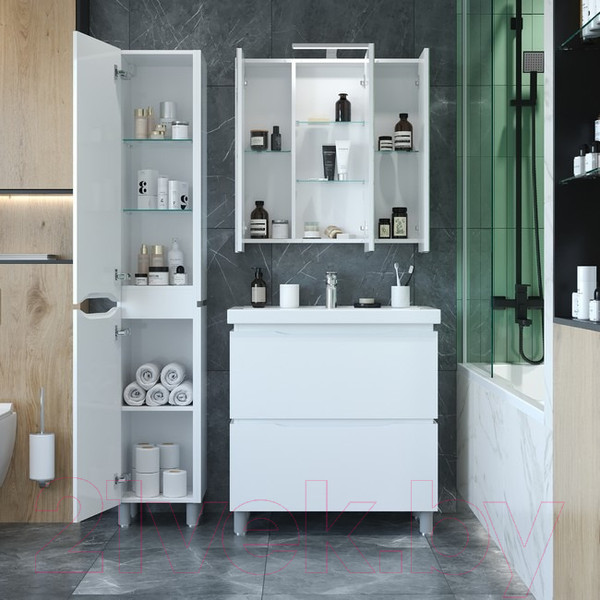 Изображение товара Шкаф-пенал для ванной Briz Милана 35 R / 226 04-00035-00 02 БЕЛ