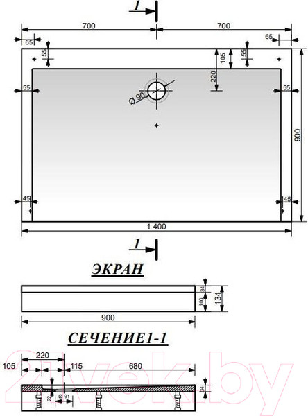 Изображение товара Экран для душевого поддона Эстет Каппа 140x90 / ФР-00001454