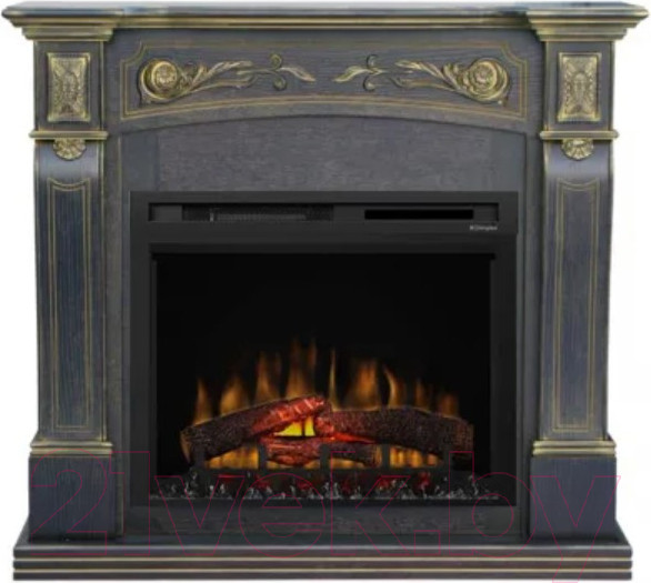 Изображение товара Каминокомплект Смолком Turin MB/JUP/SYM26 + XHD28L-INT (темный орех/патина золото)