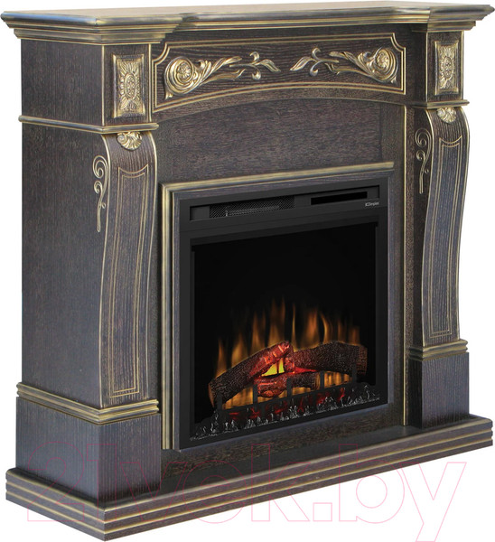 Изображение товара Каминокомплект Смолком Turin MB/JUP/SYM26 + XHD28L-INT (темный орех/патина золото)