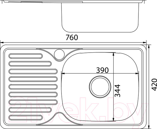 Изображение товара Мойка кухонная Mixline L 535614 (с сифоном)