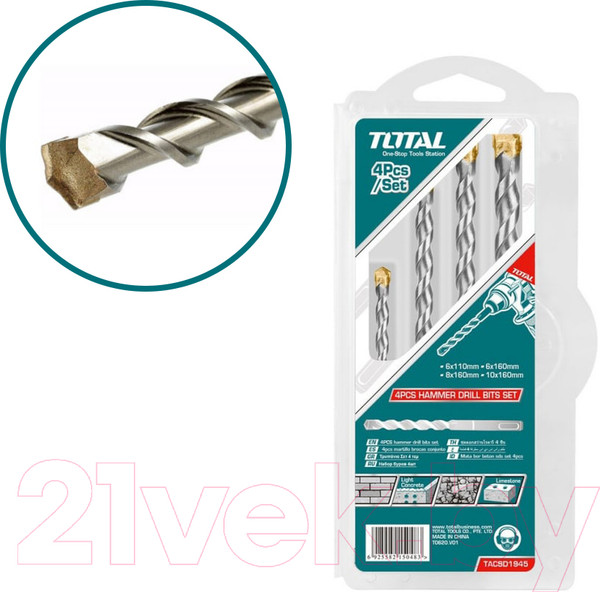 Изображение товара Набор буров TOTAL TACSD1945 (4шт)