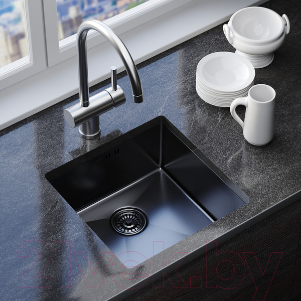 Изображение товара Мойка кухонная Mixline Pro 547228 (черный графит, с сифоном)
