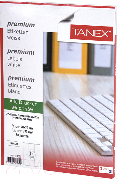 Изображение товара Набор этикеток Tanex 114550 (белый)