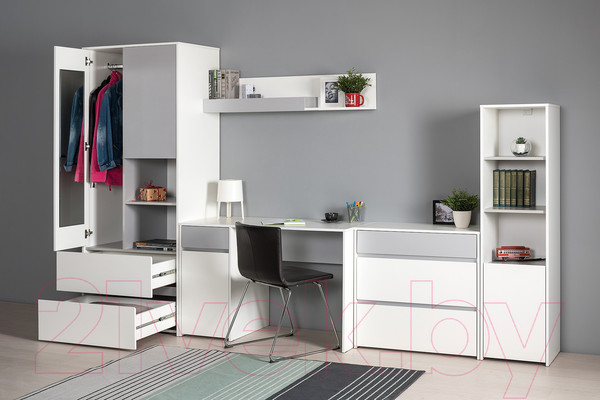 Изображение товара Комод Mobi Торонто 13.321 (белый PE шагрень/стальной серый 1700 PE)