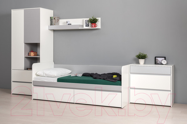 Изображение товара Комод Mobi Торонто 13.321 (белый PE шагрень/стальной серый 1700 PE)