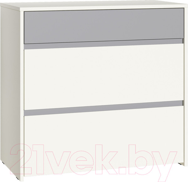 Изображение товара Комод Mobi Торонто 13.321 (белый PE шагрень/стальной серый 1700 PE)