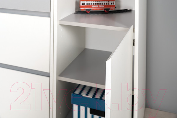 Изображение товара Стеллаж Mobi Торонто 13.13 комбинированный (белый PE шагрень/стальной серый 1700 PE)