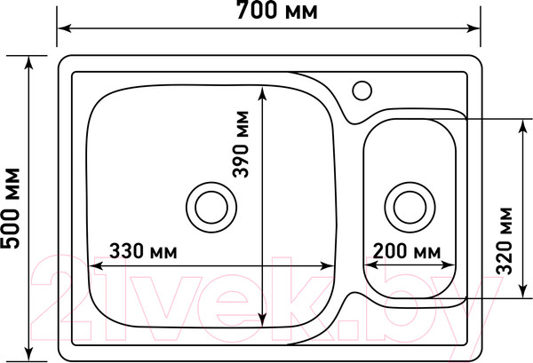 Изображение товара Мойка кухонная Mixline 538197 (с сифоном)