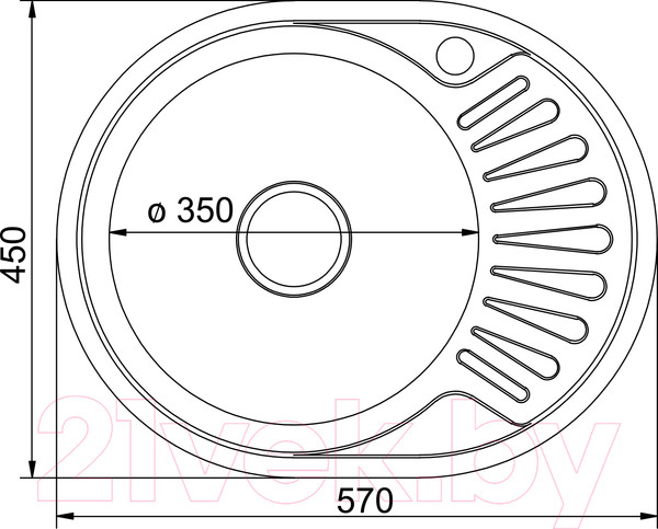 Изображение товара Мойка кухонная Mixline Овал R 533710 (с сифоном)