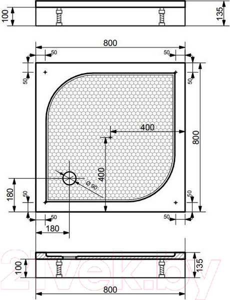 Изображение товара Душевой поддон Эстет Гамма 80x80 / ФР-00000757