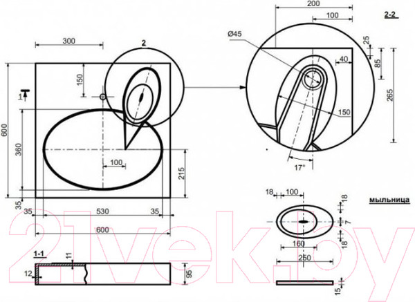 Изображение товара Умывальник Эстет Lea 60x60 / ФР-00001624