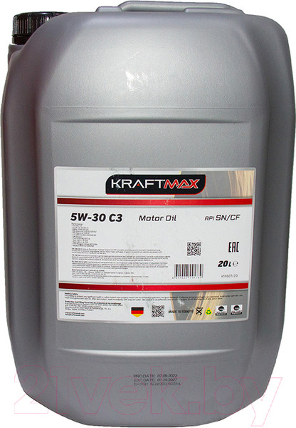 Изображение товара Моторное масло KraftMax 5W30 C3 DPF / KM607/20 (20л)