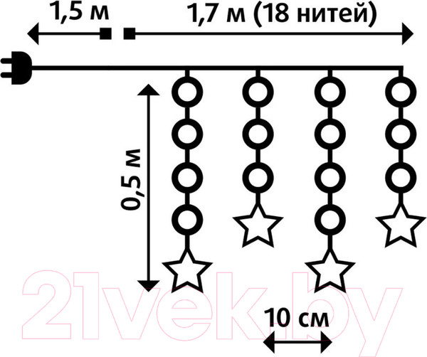 Изображение товара Светодиодная бахрома SHLights DICLD-100WW-C (1.7x0.5м)
